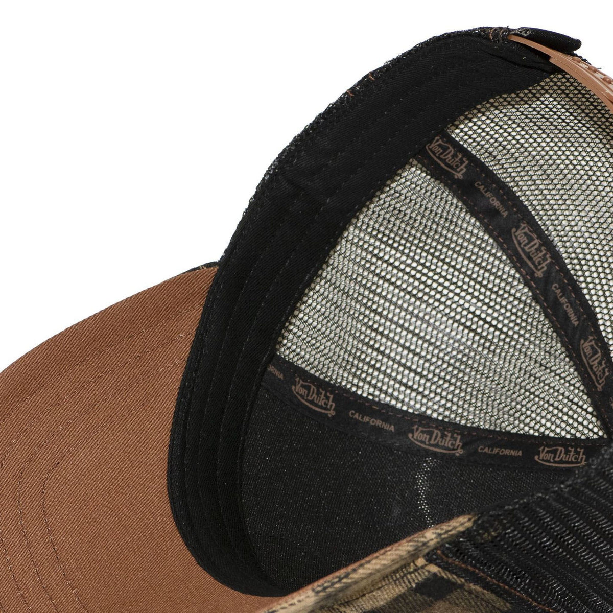 Von Dutch CAR08 Checker Pattern Flannel Mesh Brown