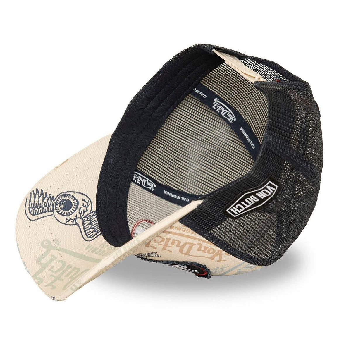 Von Dutch Cafe11 Distressed Beige Black Trucker