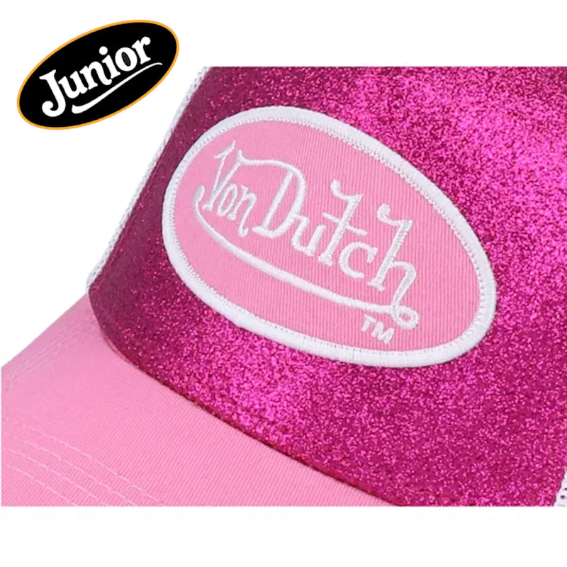 Von Dutch Junior Glitter Pink White Trucker