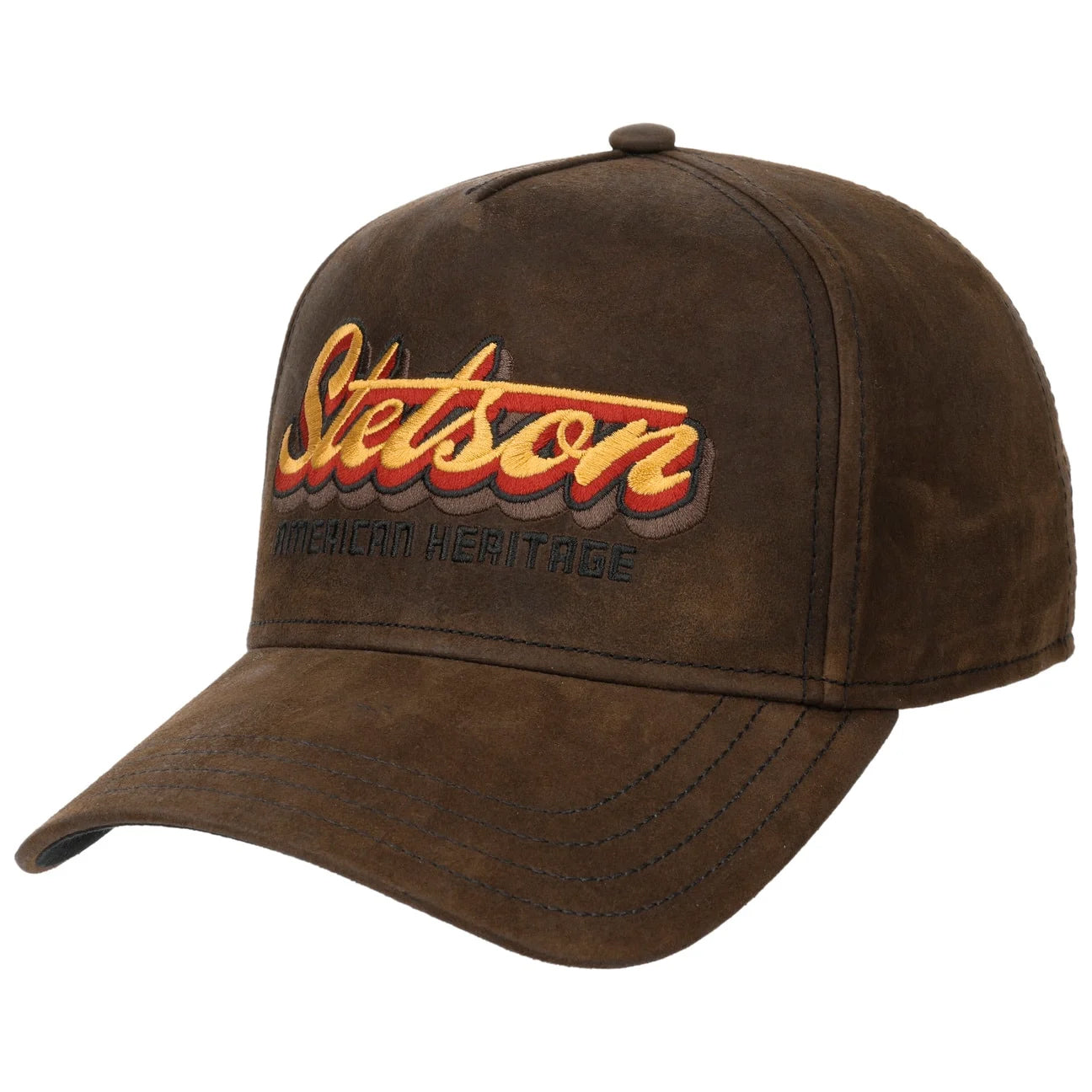 Stetson Oily Goat Suede Leather Trucker Brown