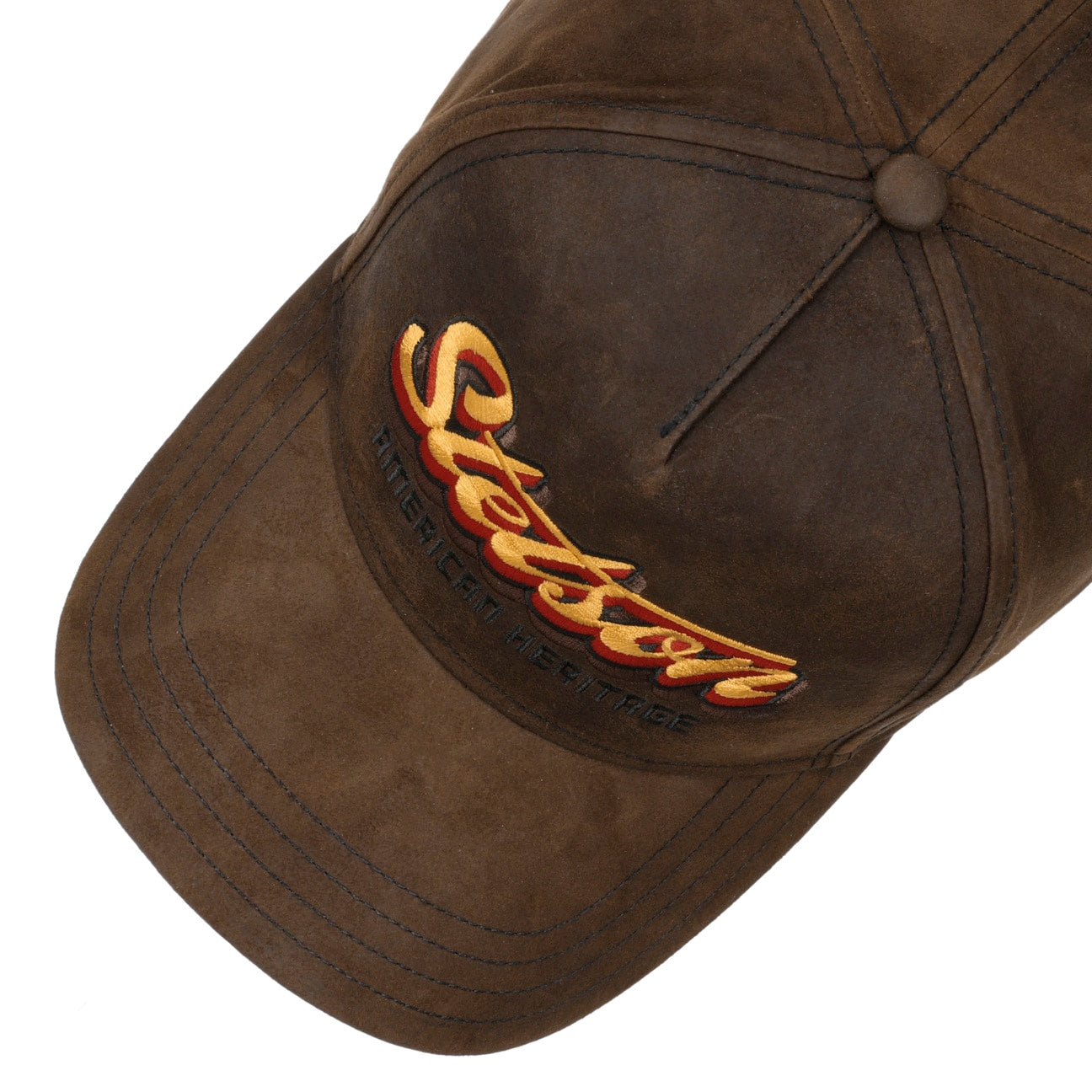 Stetson Oily Goat Suede Leather Trucker Brown