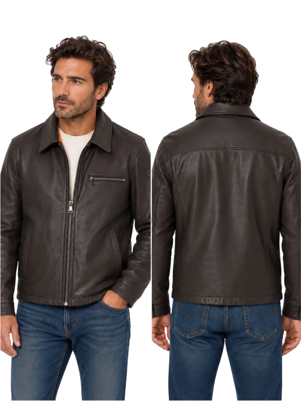 REDSKINS - AARON FENDER Black Cowhide Leather Jacket