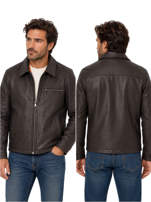 REDSKINS - AARON FENDER Black Cowhide Leather Jacket