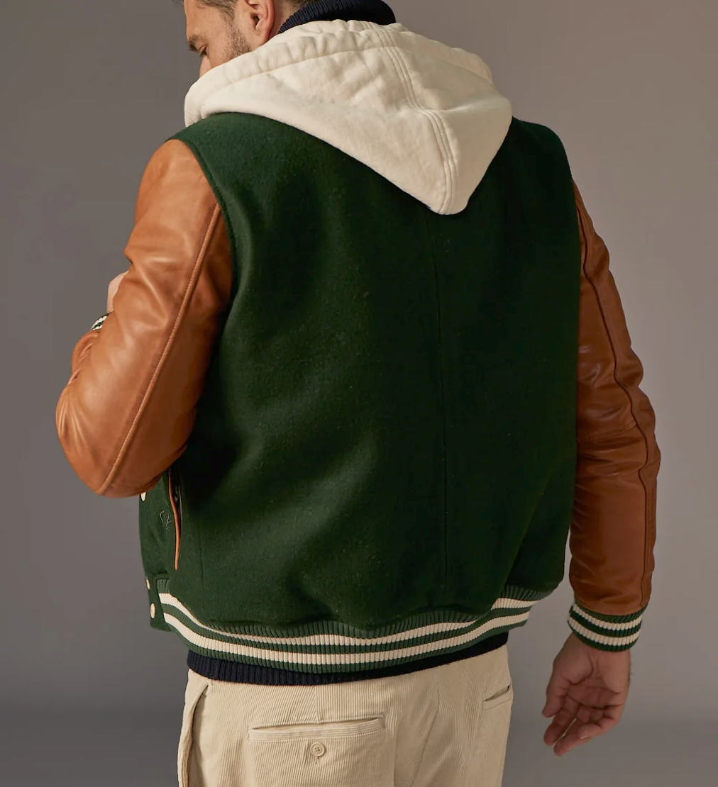 REDSKINS - Green CAMBRIDGE SCHOOL Lambskin Leather Jacket
