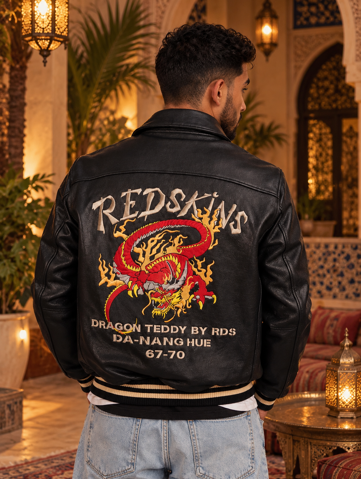 REDSKINS - DRAGON COHIBA Black Cowhide Leather Jacket