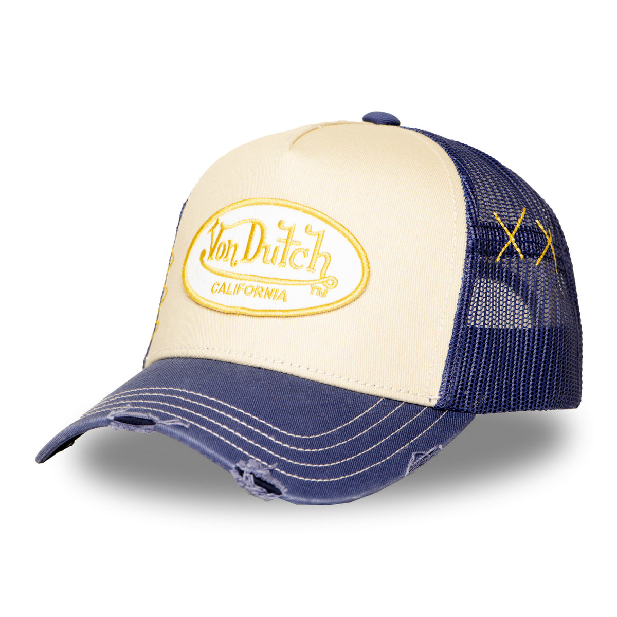 Von Dutch Blue Distressed Finish Trucker