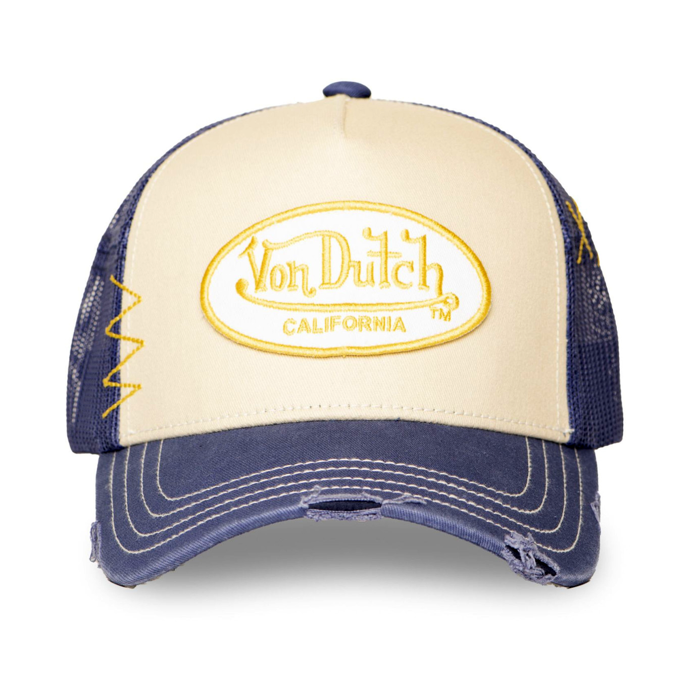 Von Dutch Blue Distressed Finish Trucker