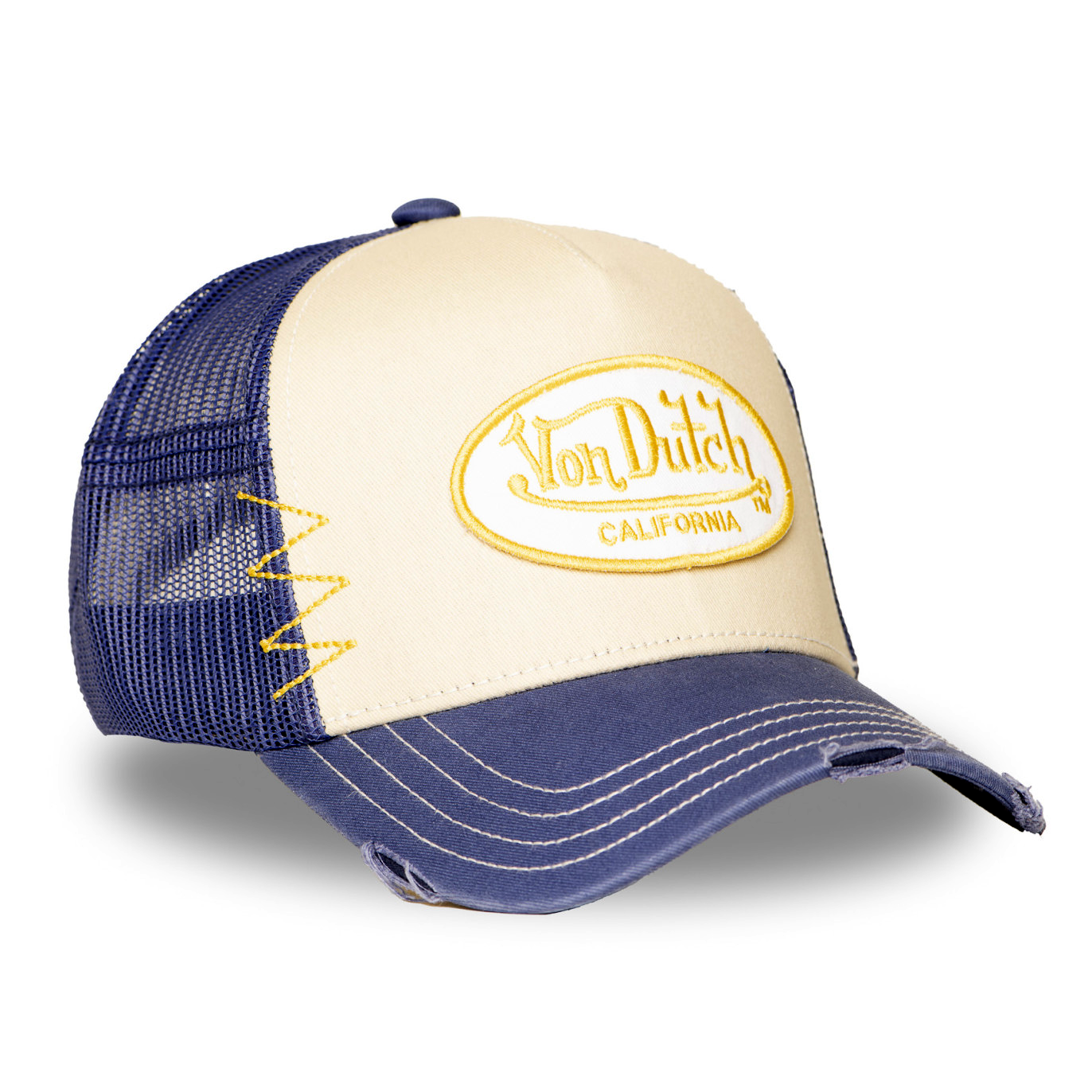 Von Dutch Blue Distressed Finish Trucker