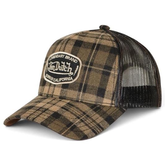 Von Dutch CAR08 Checker Pattern Flannel Mesh Brown