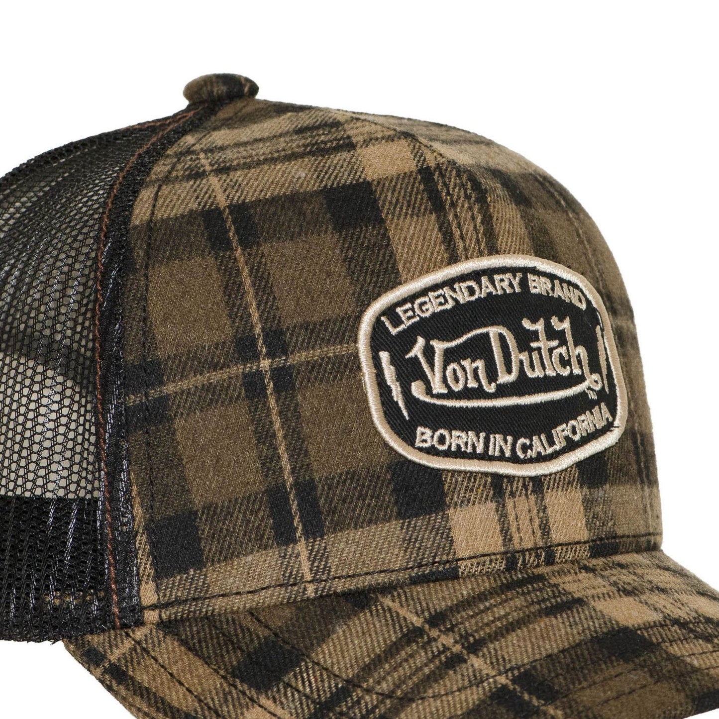 Von Dutch CAR08 Checker Pattern Flannel Mesh Brown
