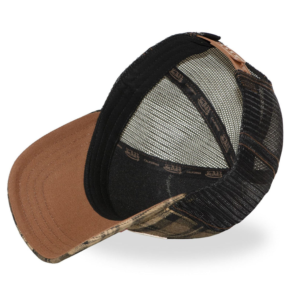 Von Dutch CAR08 Checker Pattern Flannel Mesh Brown
