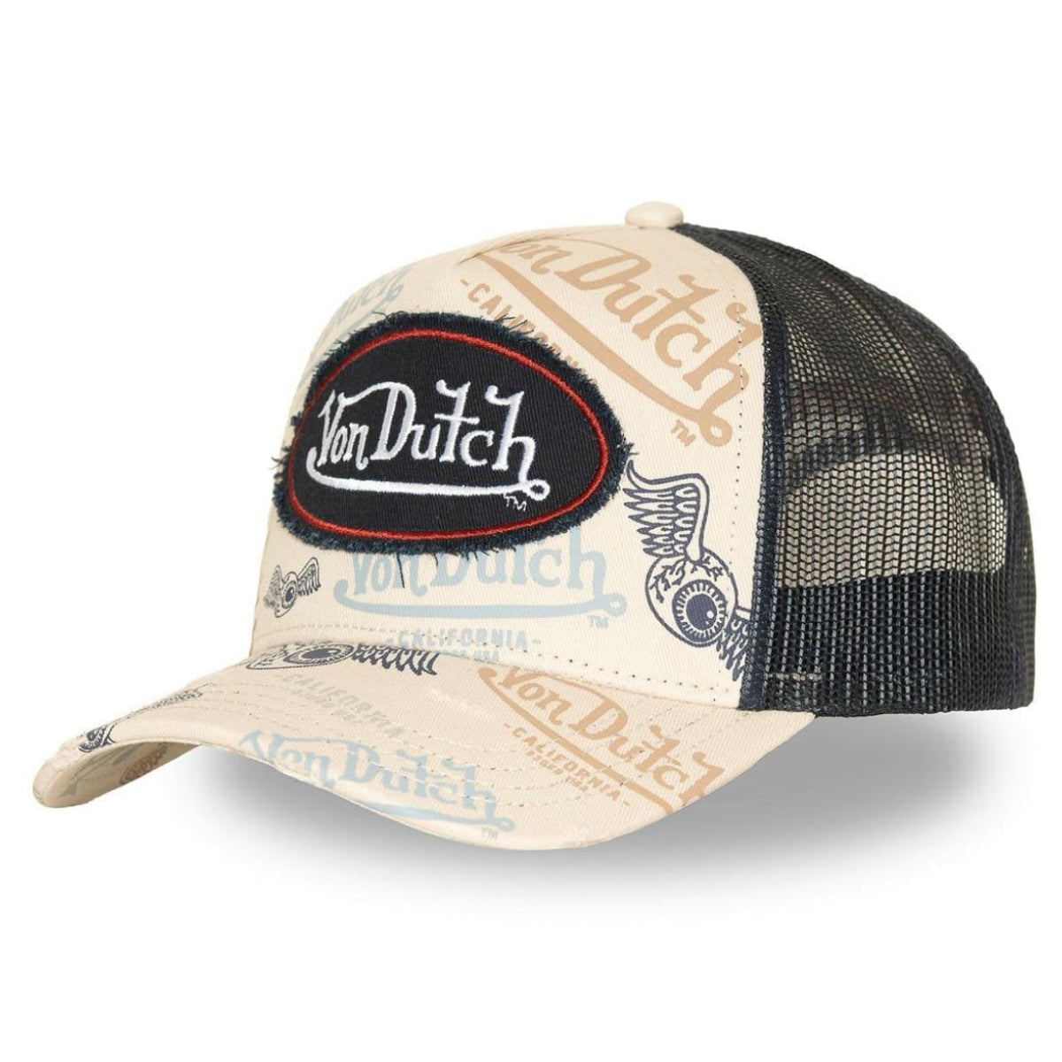 Von Dutch Cafe11 Distressed Beige Black Trucker