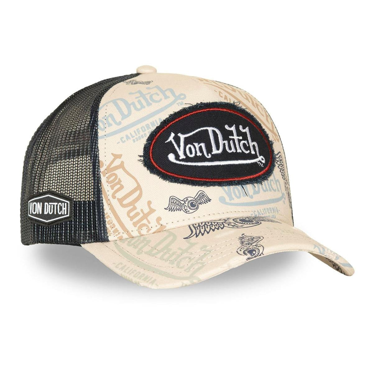 Von Dutch Cafe11 Distressed Beige Black Trucker