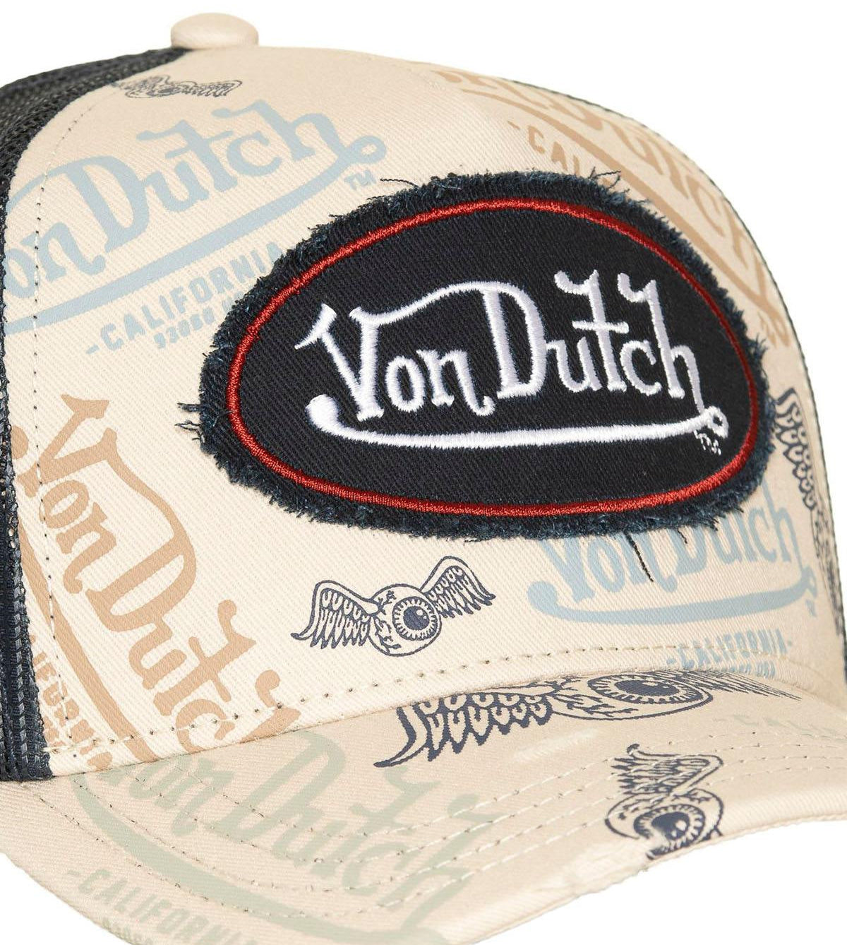 Von Dutch Cafe11 Distressed Beige Black Trucker