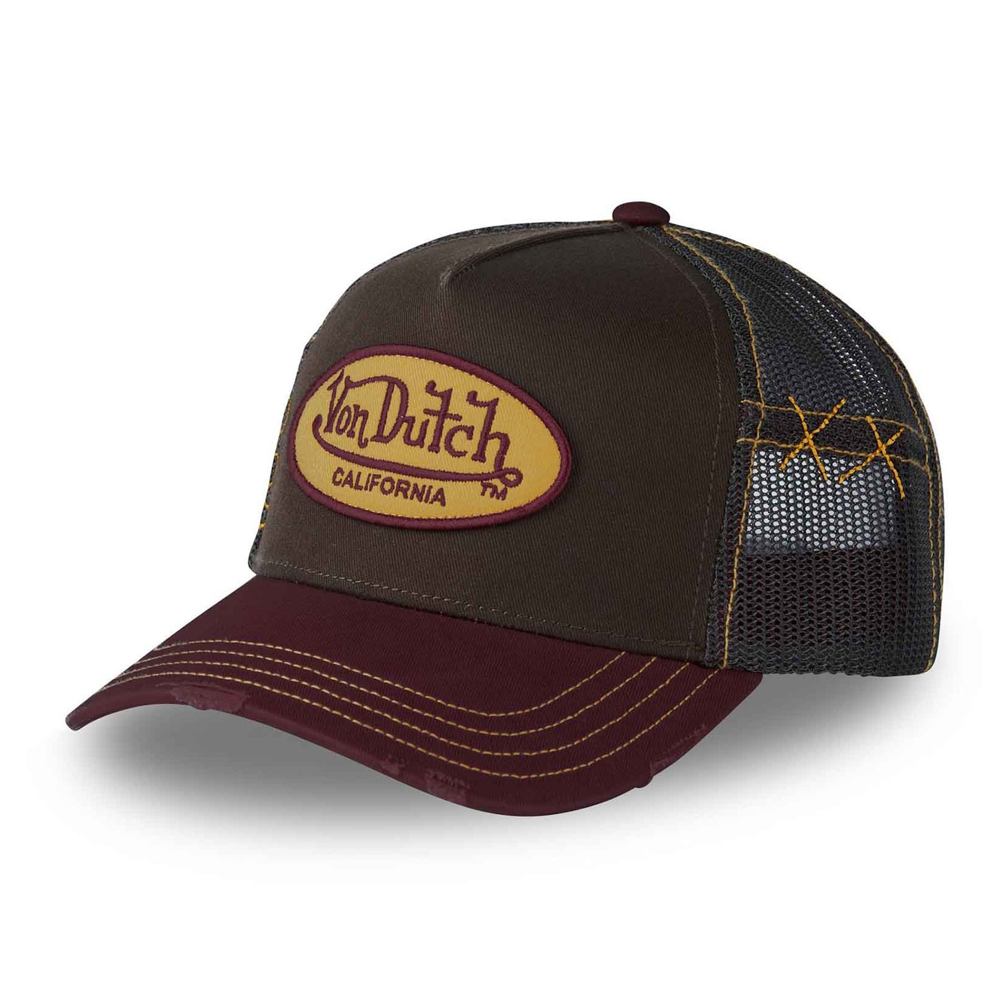 Von Dutch Distressed BLBR Brown Maroon Trucker