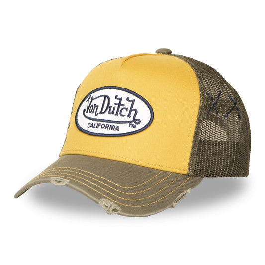 Von Dutch Distressed Mustard Kaki Trucker