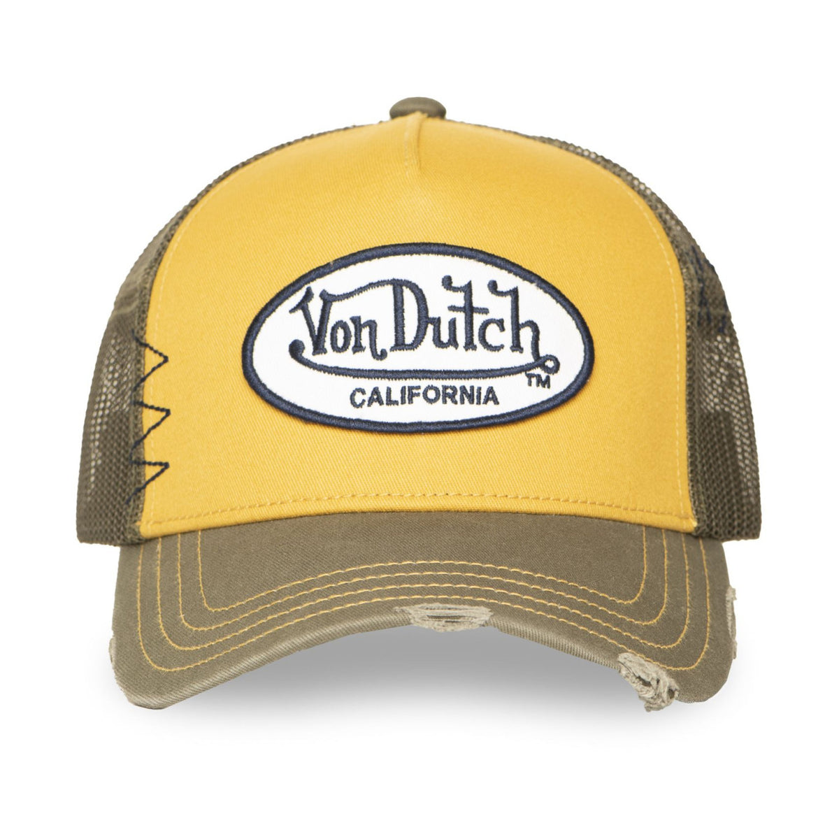 Von Dutch Distressed Mustard Kaki Trucker