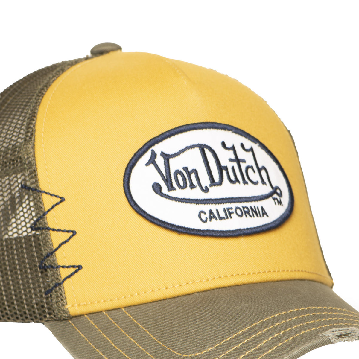 Von Dutch Distressed Mustard Kaki Trucker