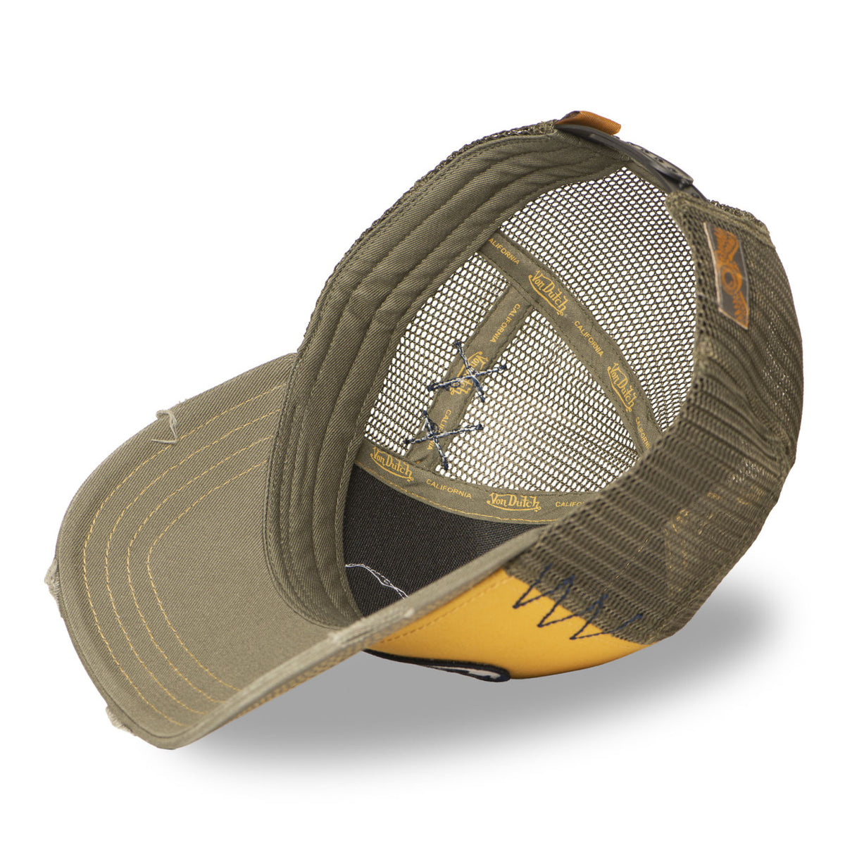 Von Dutch Distressed Mustard Kaki Trucker