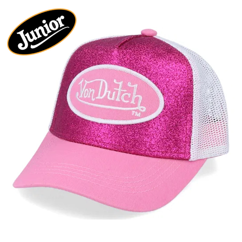 Von Dutch Junior Glitter Pink White Trucker