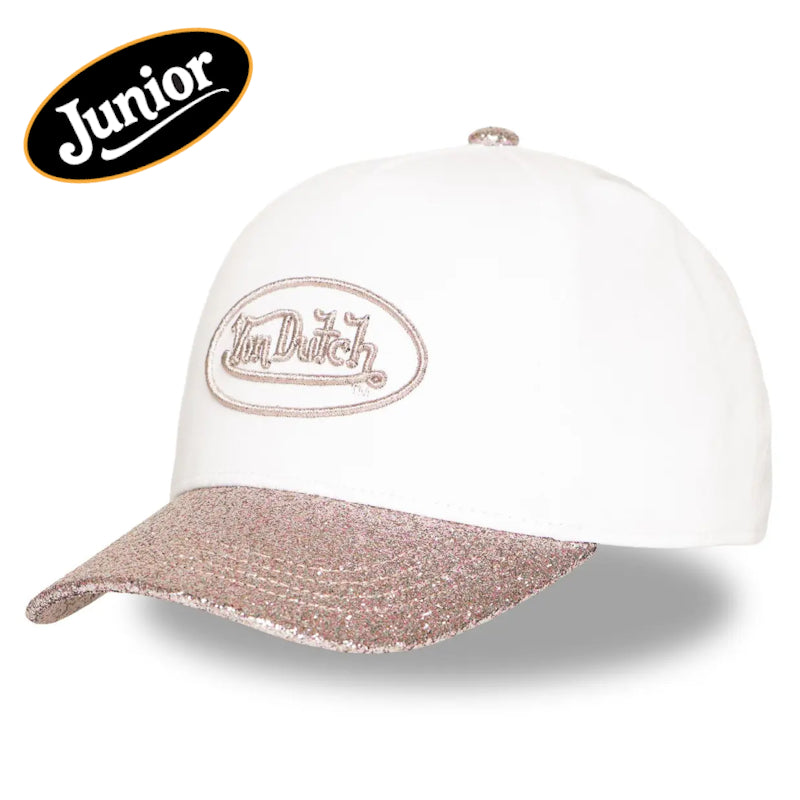 Von Dutch Junior Glitter Rose Gold White Baseball