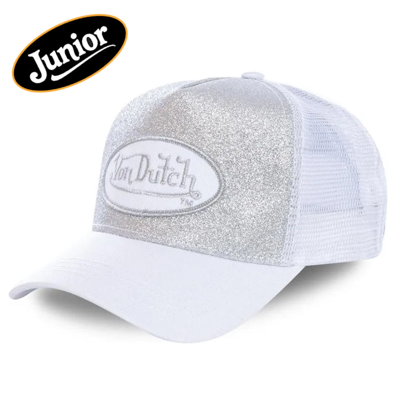 Von Dutch Junior Glitter Silver White Trucker