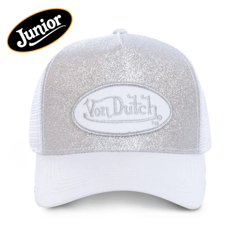 Von Dutch Junior Glitter Silver White Trucker