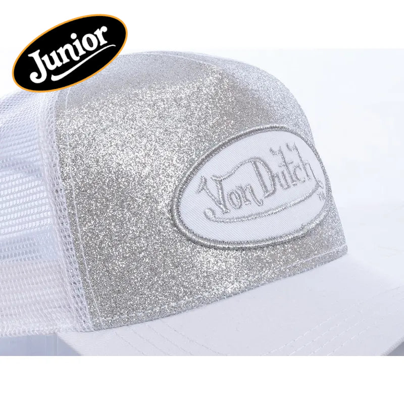Von Dutch Junior Glitter Silver White Trucker