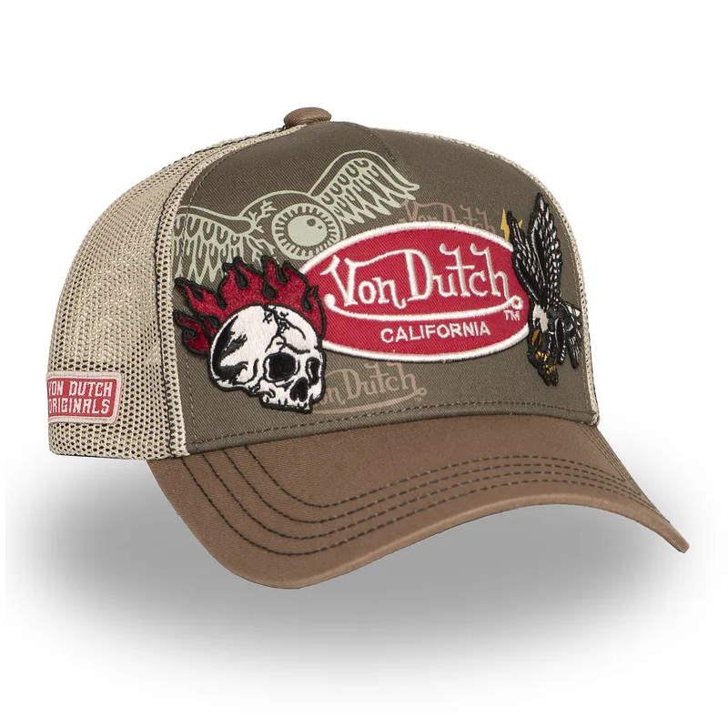 Von Dutch Skull Patches12 Brown Beige Trucker