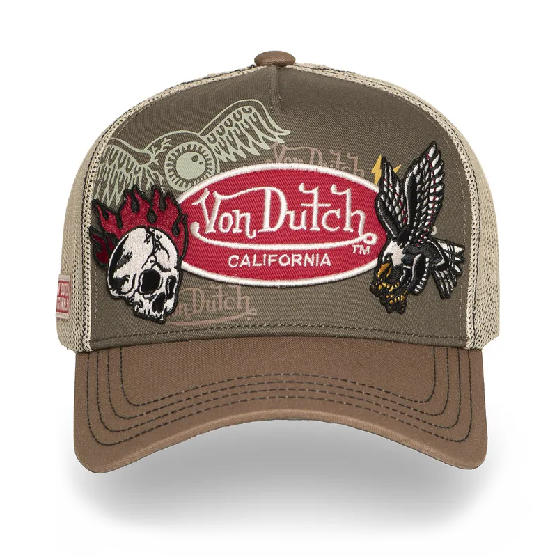 Von Dutch Skull Patches12 Brown Beige Trucker