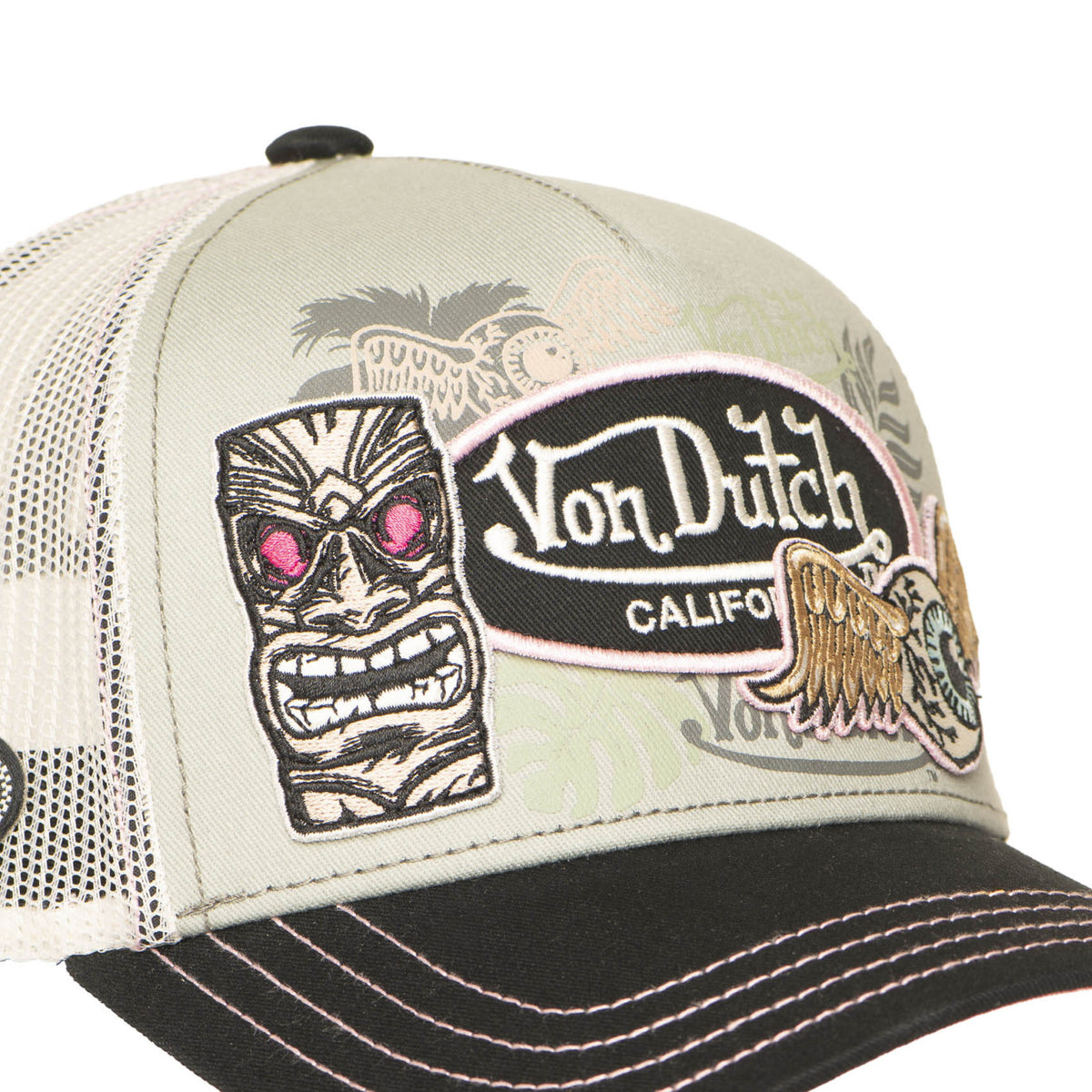 Von Dutch Patches13 Maui Totem Grey Green Pastel Trucker