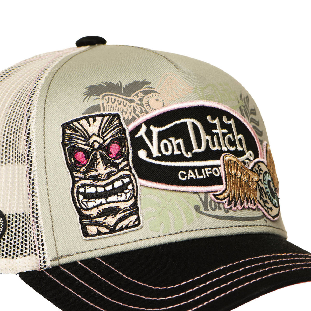 Von Dutch Patches13 Maui Totem Grey Green Pastel Trucker