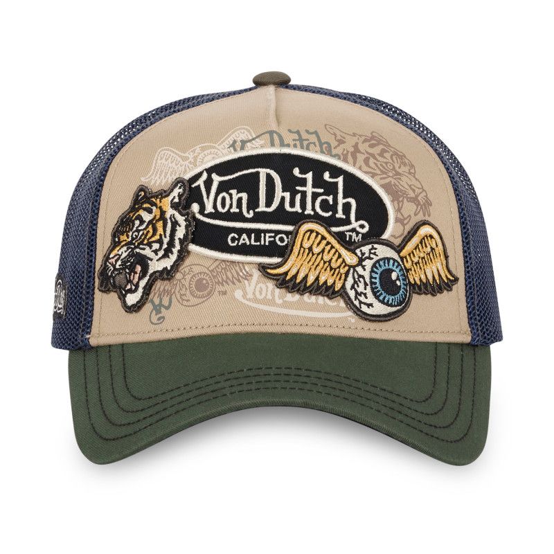 Von Dutch Patches07 Tiger Beige Kaki Navy Blue Trucker