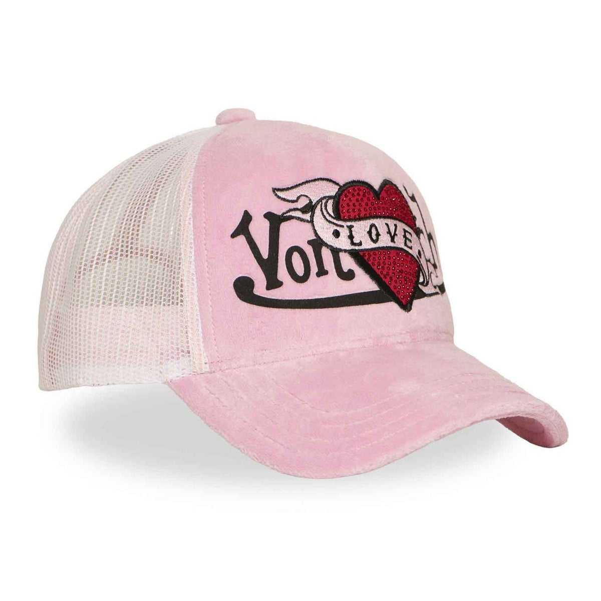 Von Dutch Women Velvet Pink "LOVE" Trucker