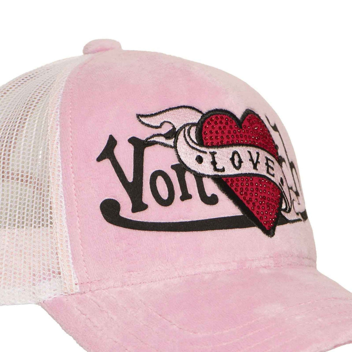 Von Dutch Women Velvet Pink "LOVE" Trucker