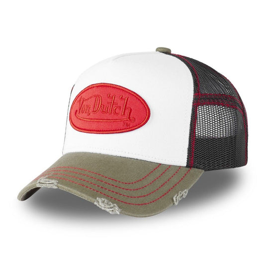 Von Dutch Distressed Summer White Kaki Trucker