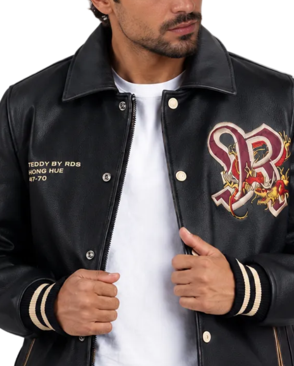 REDSKINS - DRAGON COHIBA Black Cowhide Leather Jacket