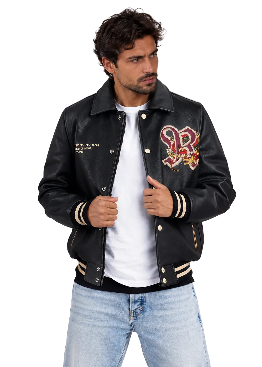 REDSKINS - DRAGON COHIBA Black Cowhide Leather Jacket