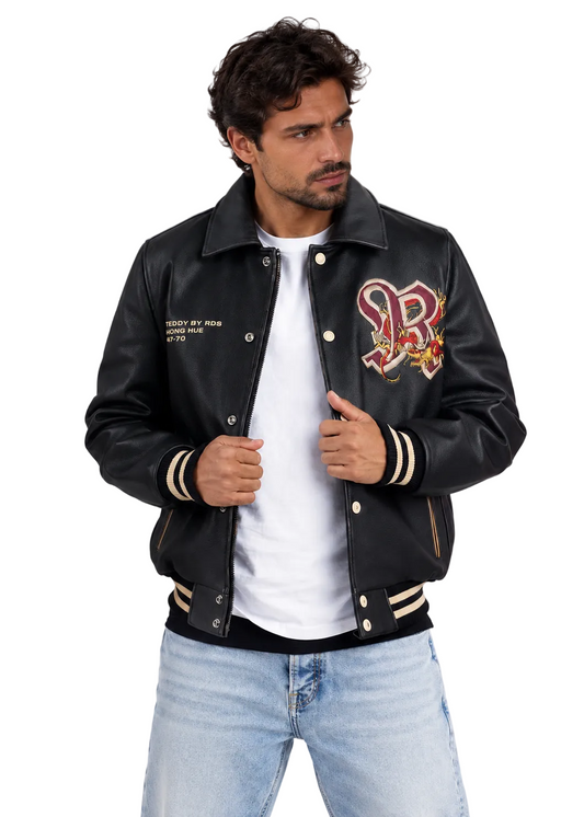 REDSKINS - DRAGON COHIBA Black Cowhide Leather Jacket