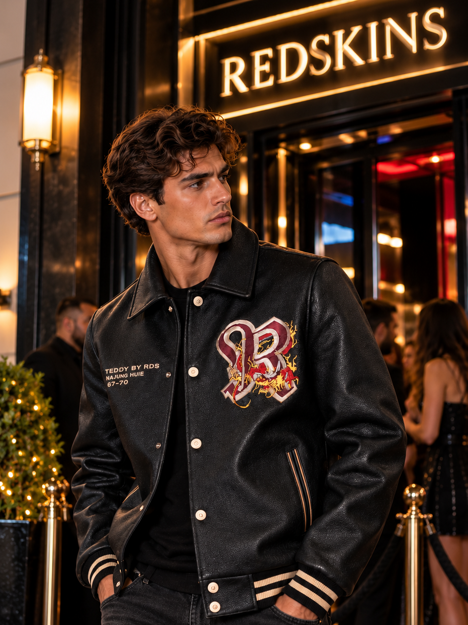 REDSKINS - DRAGON COHIBA Black Cowhide Leather Jacket