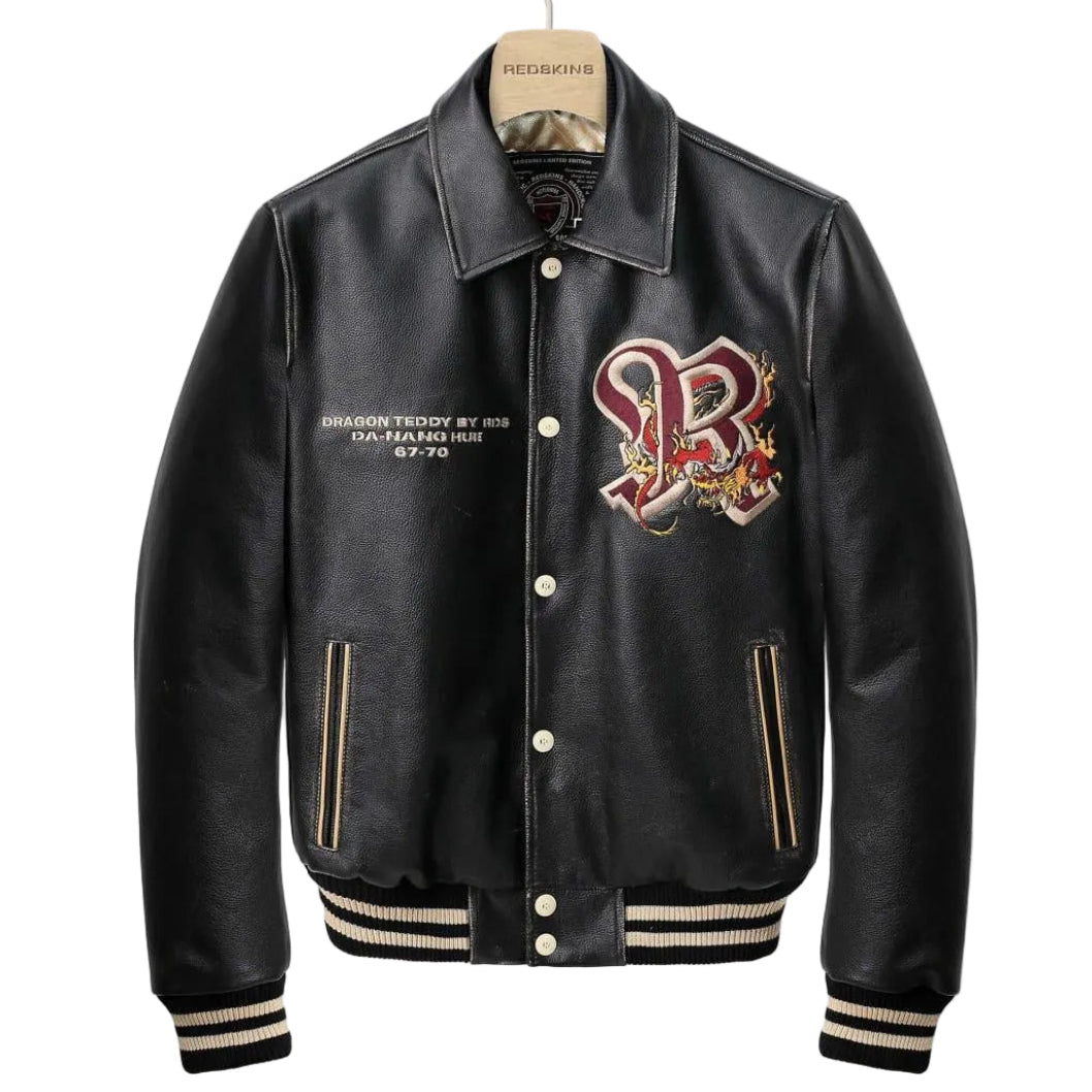 REDSKINS - DRAGON COHIBA Black Cowhide Leather Jacket