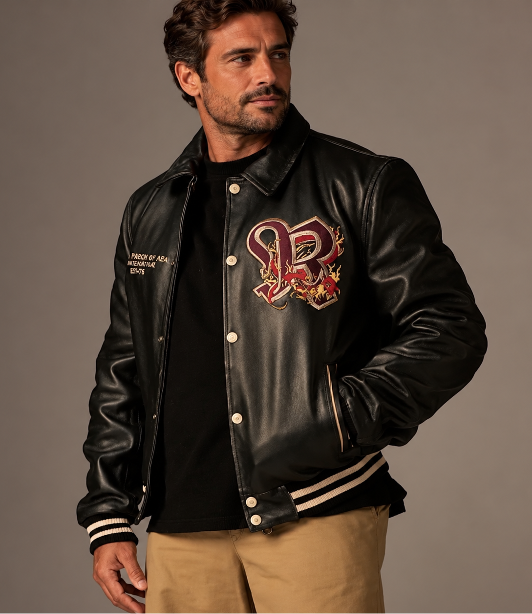 REDSKINS - DRAGON COHIBA Black Cowhide Leather Jacket