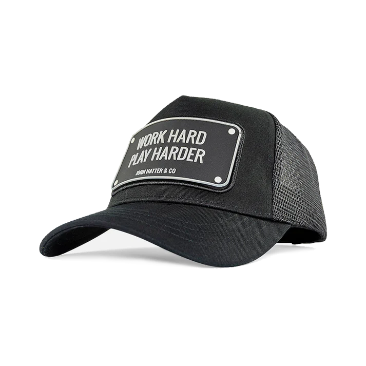John Hatter & CO - RUBBER - WORK HARD PLAY HARDER - BLACK