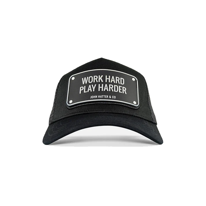 John Hatter & CO - RUBBER - WORK HARD PLAY HARDER - BLACK